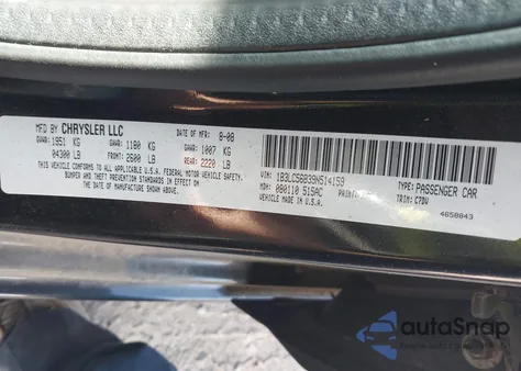 2009 Dodge Avenger R/T from USA, damaged, VIN 1B3LC56B39N514159